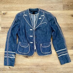 Marc Jacobs // Vintage Dark Blue Denim Jacket with White Accents